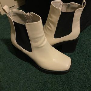 White platform boots